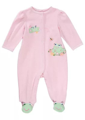 Little Me Baby Girls Frog Stretchie Jumpsuit, Pink, Newborn | Belk