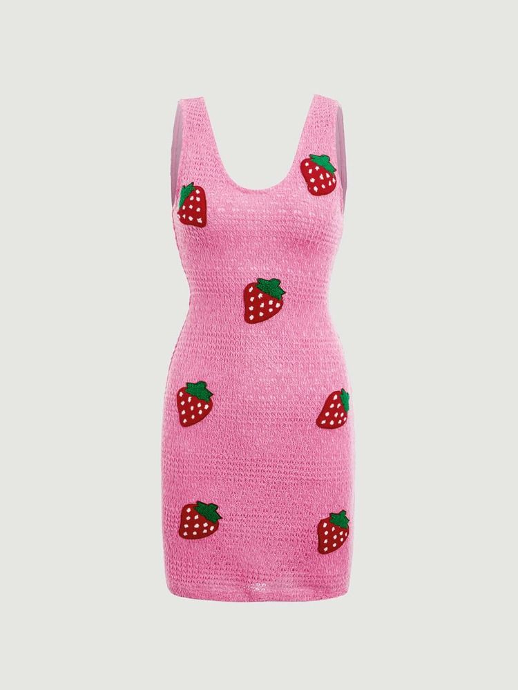 SHEIN MOD Strawberry Patched Tank Dress | SHEIN