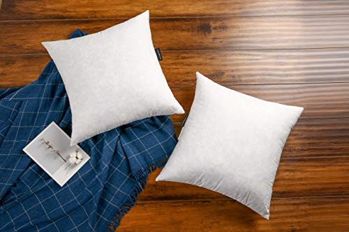 JA COMFORTS 26×26 Premium Goose Down Feather Throw Pillow Inserts(Set of 2)-5% Down Filling,High Filling Weight,250 TC Cotton Cover, Square, White | Amazon (US)