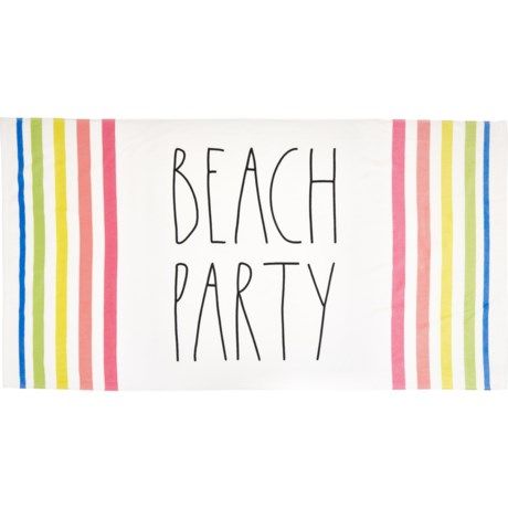 Rae Dunn “Beach Party” Beach Towel - 36x38", White-Multi | Sierra