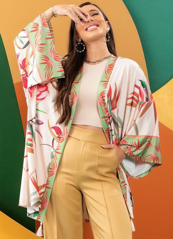 Quintess - Kimono Folhagem Off White em Malha Fria | Posthaus (BR)
