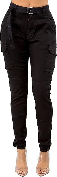 TwiinSisters Women's High Waist Slim Fit Jogger Cargo Camo Pants for Women with Matching Belt | Amazon (US)