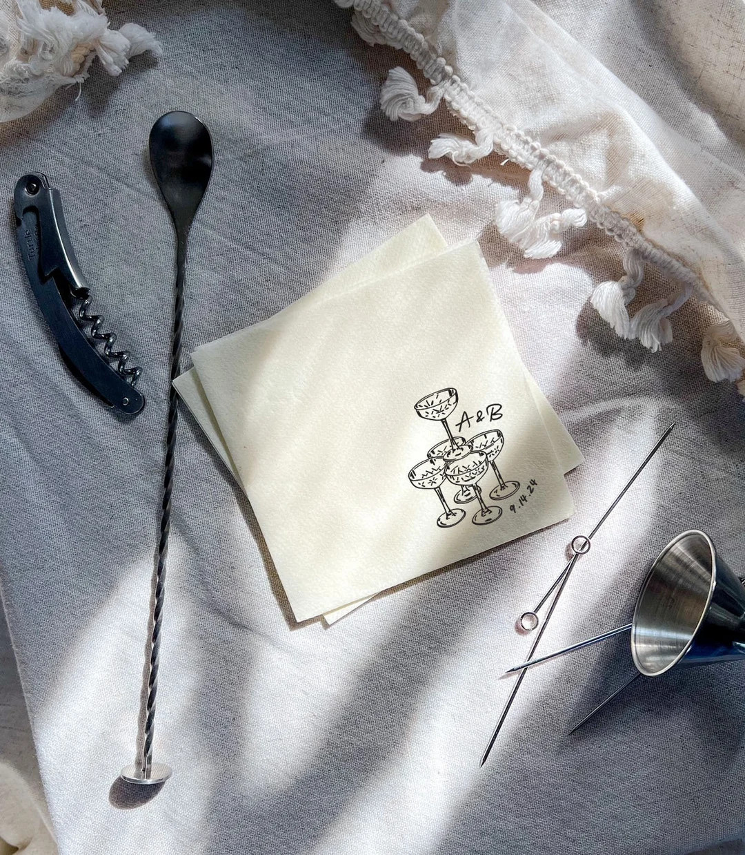 Custom Champagne Tower Cocktail Napkin Wedding Party Bachelorette Birthday Personalized Bridal Sh... | Etsy (US)