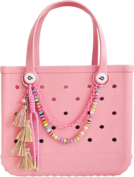 QTMY Boho Tassel Beaded Chain Bag Charms for Bogg Bag Accessories Rubber Beach Bag, Boho Purse Ch... | Amazon (US)