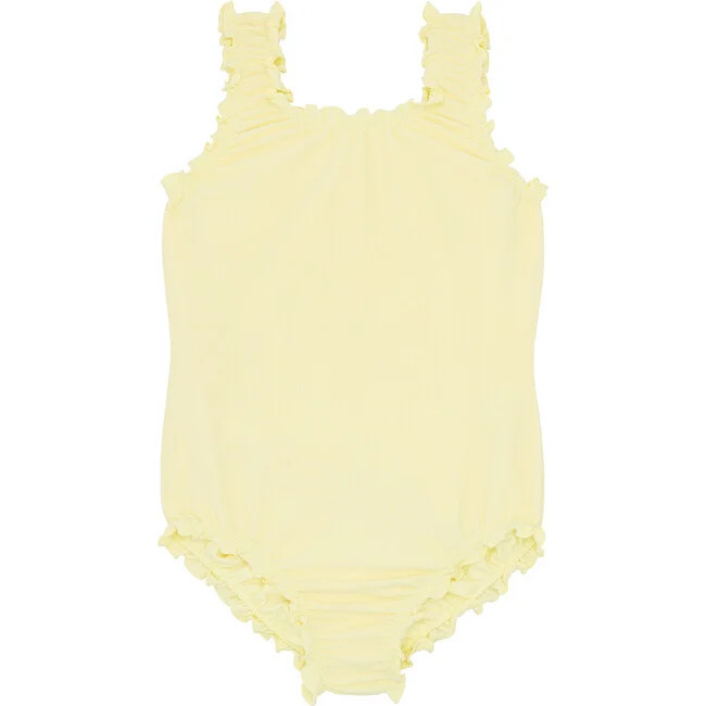 Minnow | Girls Banana Terry Scoop Neck One Piece (Yellow, Size 7-8Y) | Maisonette | Maisonette