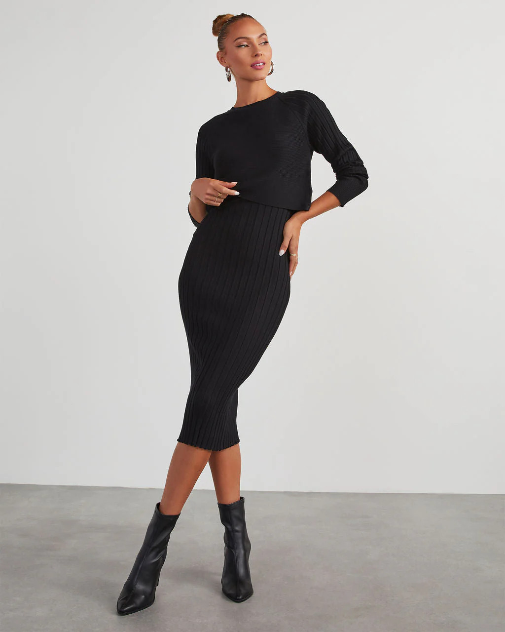 Full Of Surprises Ribbed Knit Midi Dress | VICI
