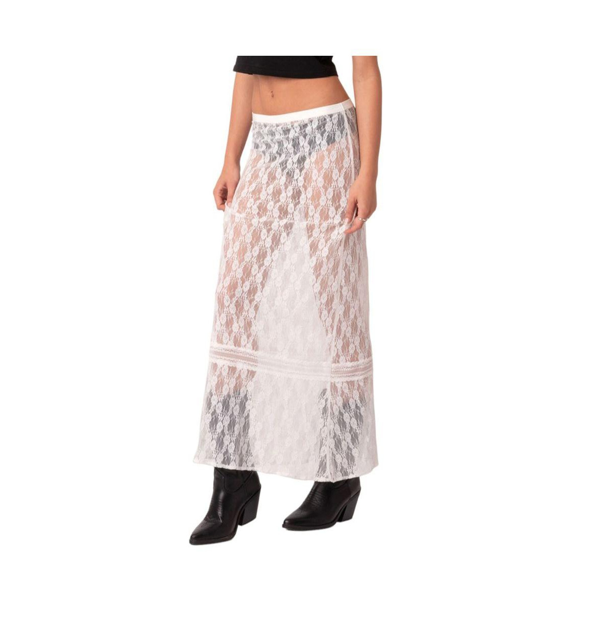 Sandra Sheer Lace Maxi Skirt - White | Macy's