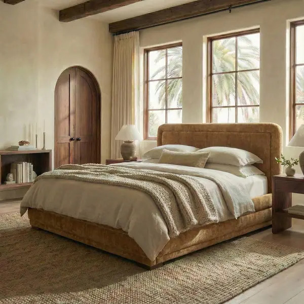 SAFAVIEH Couture Jollie Chenille Bed - Amber - Queen | Bed Bath & Beyond