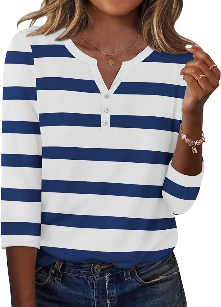 Zeagoo 3/4 Length Sleeve Womens Tops Casual Dressy Summer Blouses Buisness Work Spring Tee Shirts | Amazon (US)