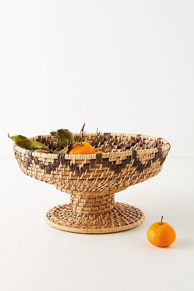 Woven Rattan Pedestal Bowl | Anthropologie (US)