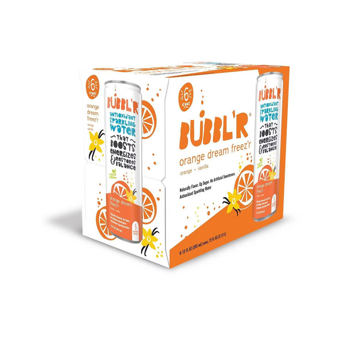 BUBBL'R Orange Dream Freez'r Antioxidant Sparkling Flavored Water - 6pk/12oz Cans | Target