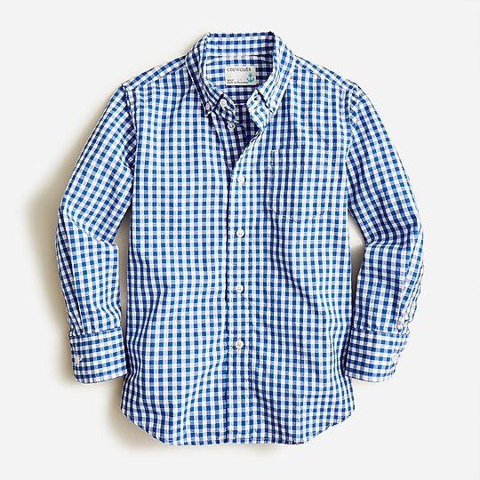 Boys' Secret Wash shirt in light blue gingham | J. Crew US
