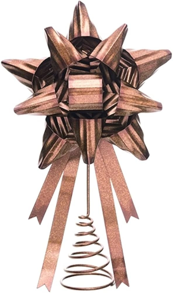 Gold Colored Metal Christmas Bow Tree Topper | Amazon (US)