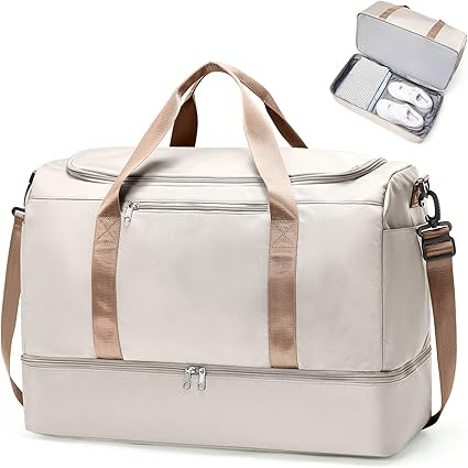 Extra Large Travel Duffle Bag,Carry on Overnight Weekend Bag with Shoes Compartment,Weekender Bag... | Amazon (US)