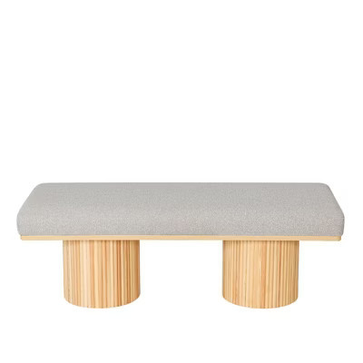 GDFStudio Cecilia 48" Boucle Upholstered  Bench with Chunky Wood Legs, Natural/Light Grey | Target
