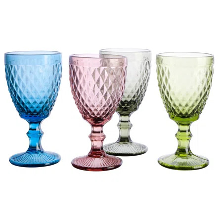 Gibson Home Rockaway Dinnerware Set, Rainbow Hues, 4-Piece Glassware Set | Wayfair North America