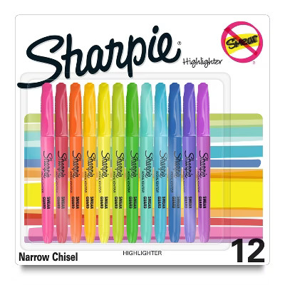 Sharpie 12ct Highlighters Pocket Fine Tip Assorted Colors: Multicolored Markers for School & Offi... | Target