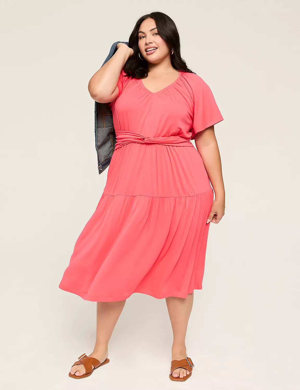 Flutter-Sleeve Twist-Waist Dress | Lane Bryant (US)