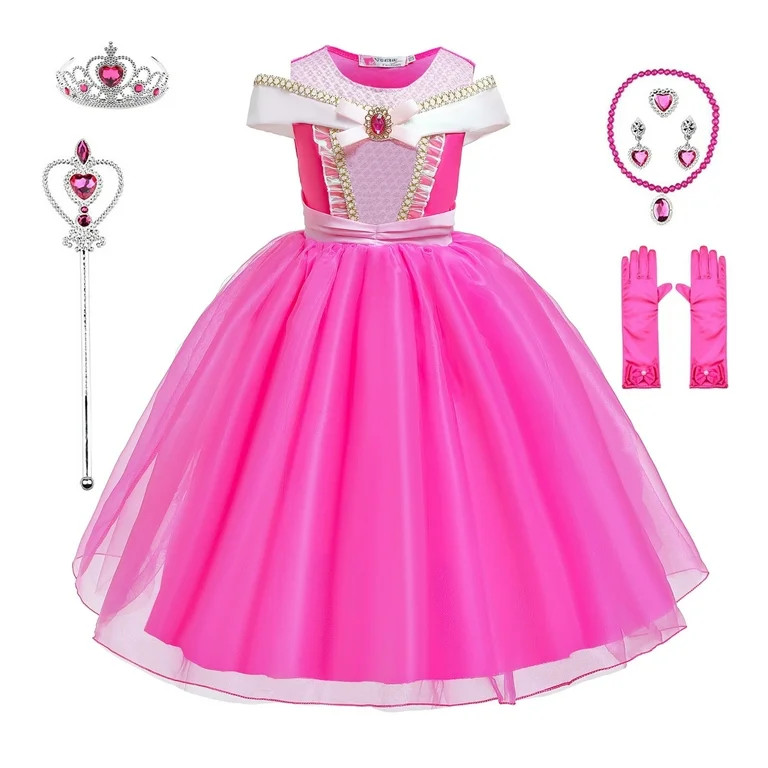 Princess Dress Aurora Costume Girls Costumes Birthday Party Dress up for Girls 3T 4T(Q99) | Walmart (US)