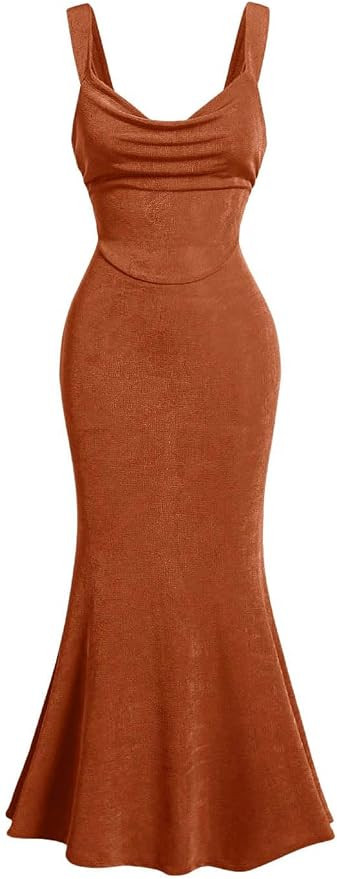 SOLY HUX Women's Cowl Neck Bodycon Long Dress Sleeveless Tie Backless Cami Dresses | Amazon (US)