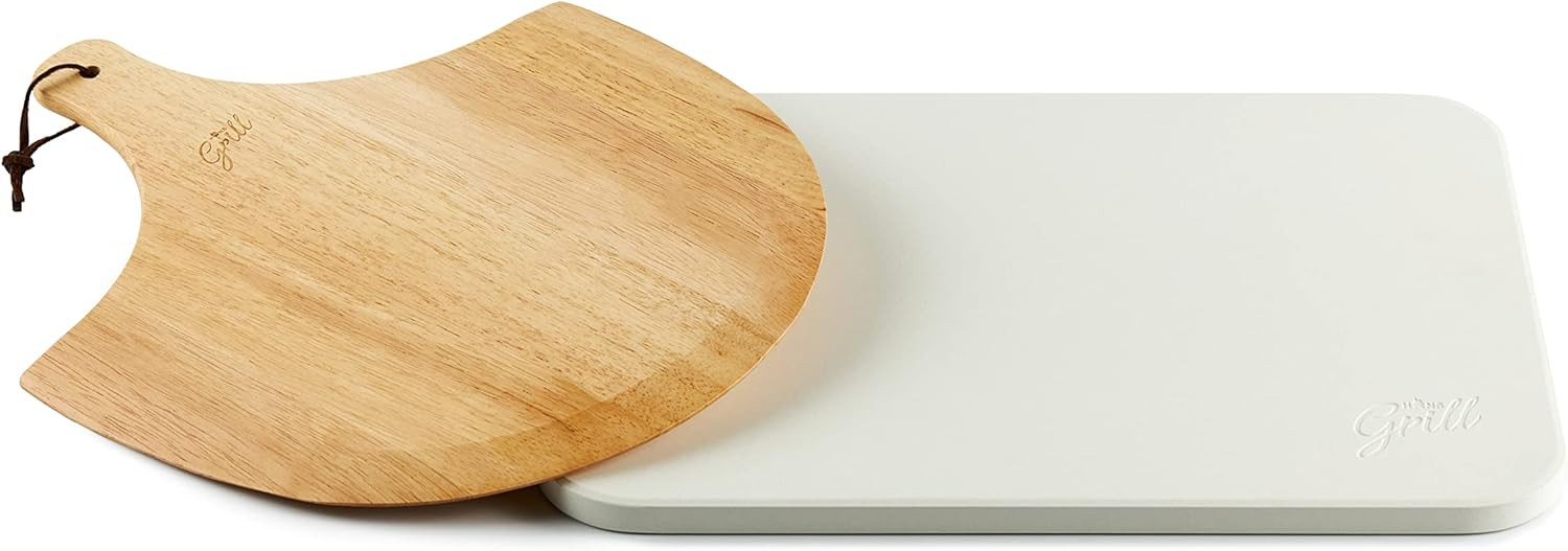 HANS GRILL PIZZA STONE | Rectangular Pizza Stone For Oven Baking & BBQ Grilling With Free Wooden ... | Amazon (US)