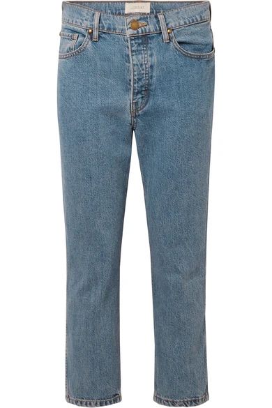 The Great - The Rigid Fellow Cropped High-rise Straight-leg Jeans - Mid denim | NET-A-PORTER (US)