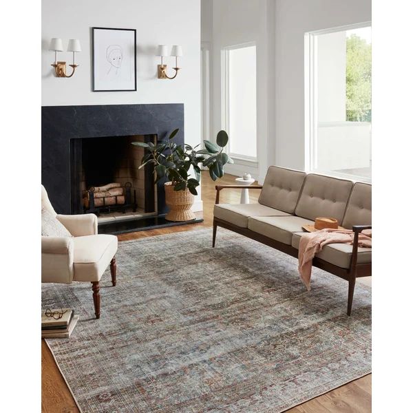 Jules Oriental Area Rug in Lagoon/Brick | Wayfair North America