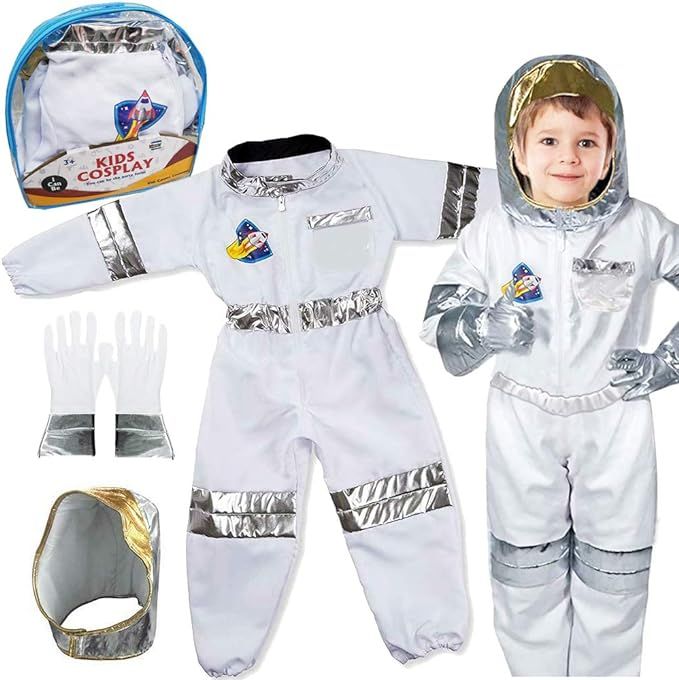 Children's Astronaut Space Costume Space Pretend Dress Up Role Play Set for Kids Cosplay Ages 4-7 | Amazon (US)