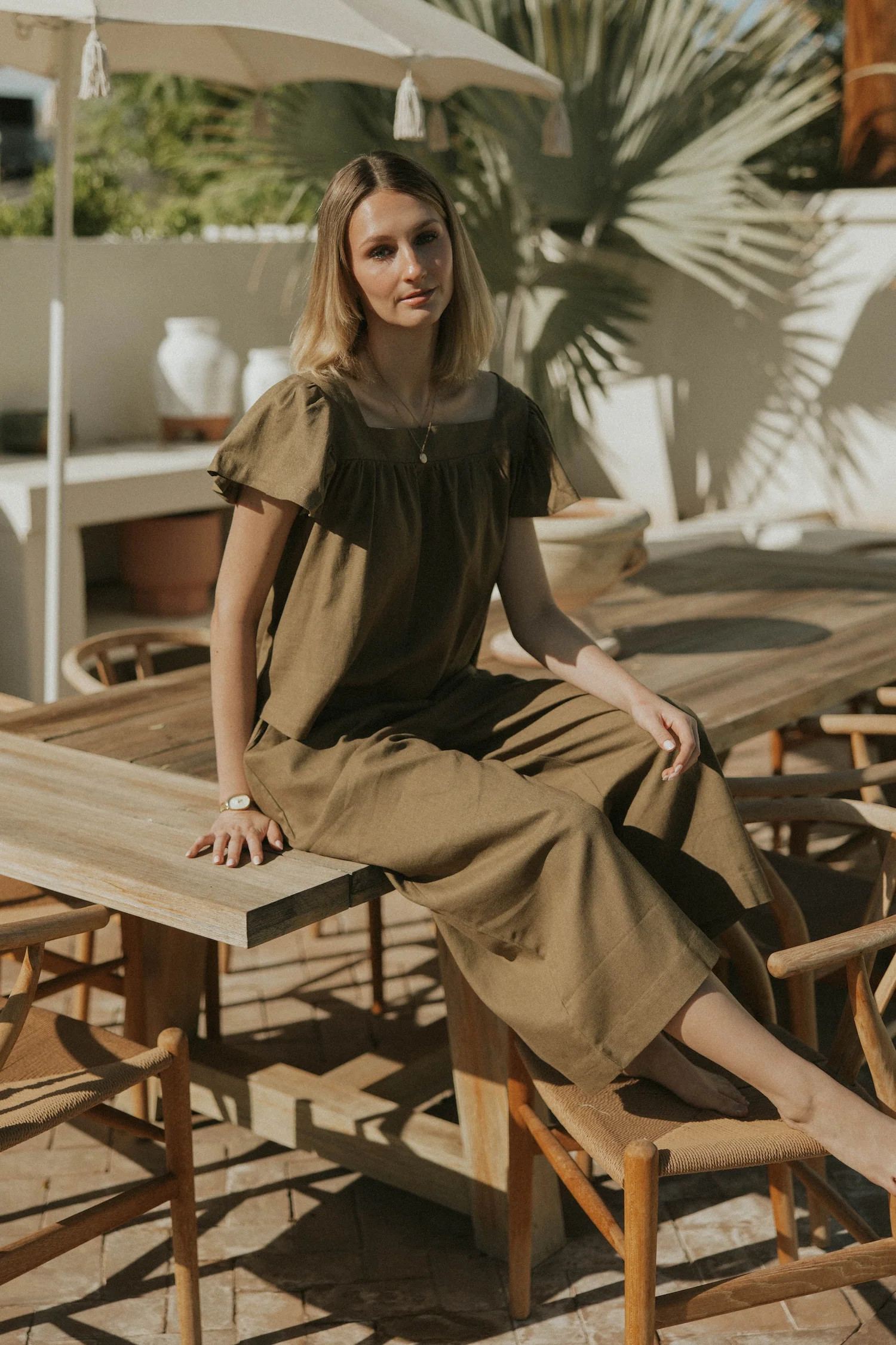 Meadow Pant in Olive | Green Wide Leg Linen Pants | Altair The Label