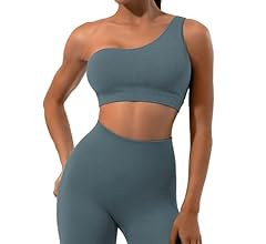 Amazon.com: Sportneer Workout Sets for Women 2 Piece, Ribbed Seamless Cute One Shoulder Sports Br... | Amazon (US)