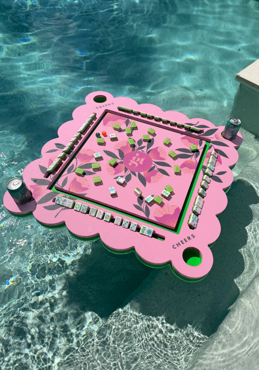 Floating Mahjong Tile Mat in Floral Pink | Girl Tribe Co.