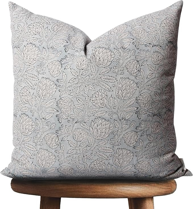 Handmade Block Print 100% Thick Cotton Accent Throw Cushion Cover with Zipper-Pillowcase for Bedr... | Amazon (US)