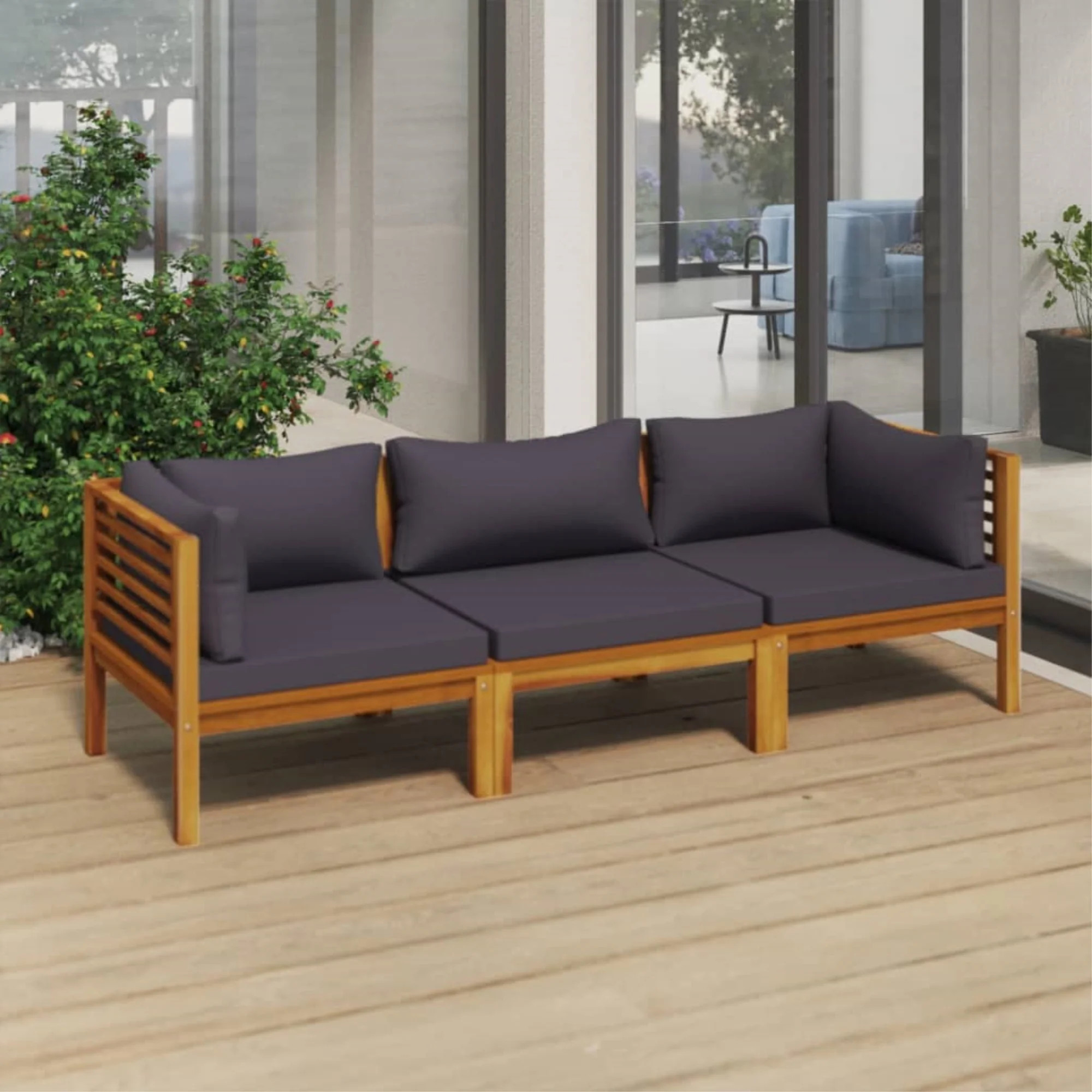 Casafoyer 3-Seater Patio Sofa with Cushion Solid Acacia Wood | Walmart (US)