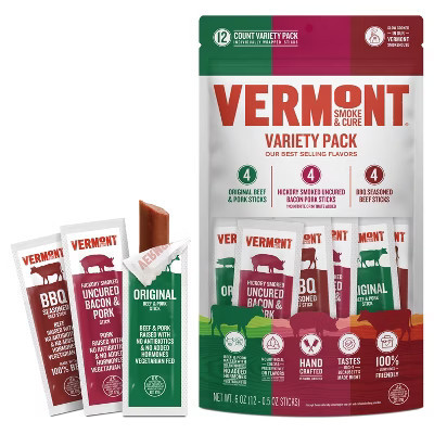 Snack Sticks by Vermont Smoke & Cure - Mini Meat Sticks Variety Pack - Protein Snacks, No Antibiotics or Added Hormones, Hiking Snacks- .5 oz, 12-Pack | Target