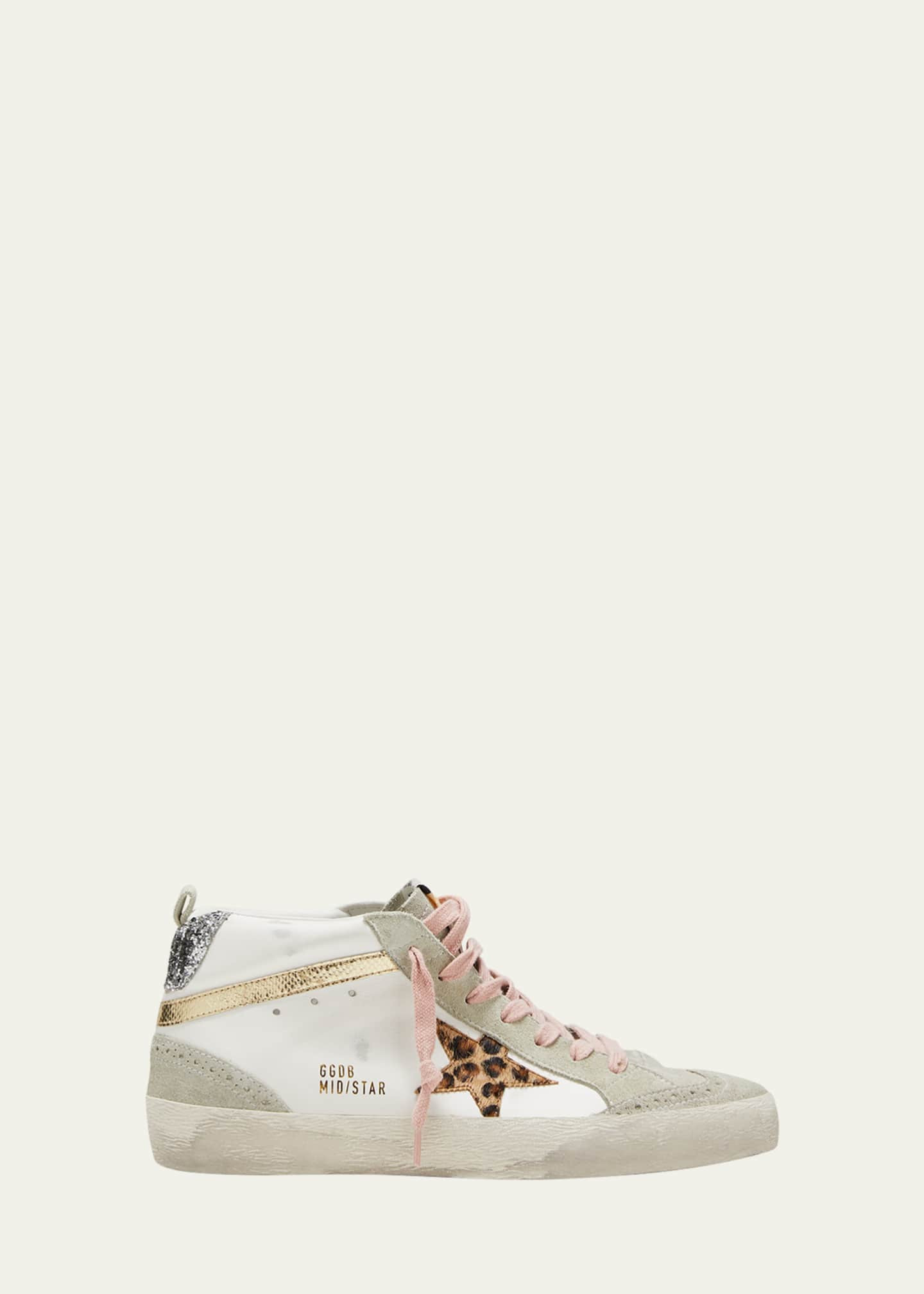Mid Star Mixed Leather Glitter Sneakers | Bergdorf Goodman