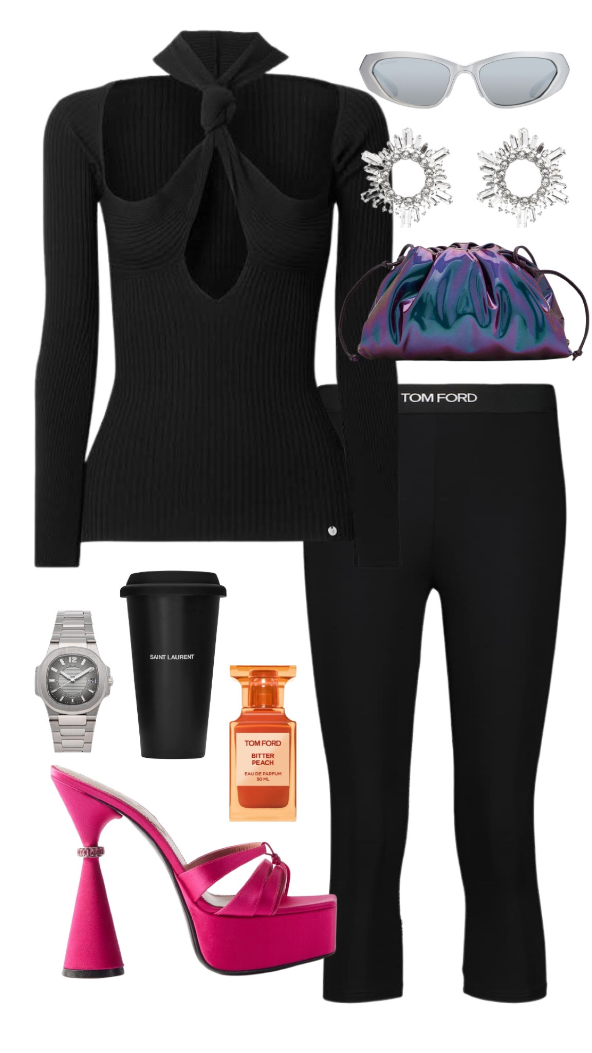 the attico top
tom ford leggings 
d'accori heels 
bottega veneta bag 
amina muaddi earrings 
balenciaga sunglasses 
saint laurent coffee mug 
tom ford bitter peach 


#LTKfit #LTKshoecrush #LTKsalealert