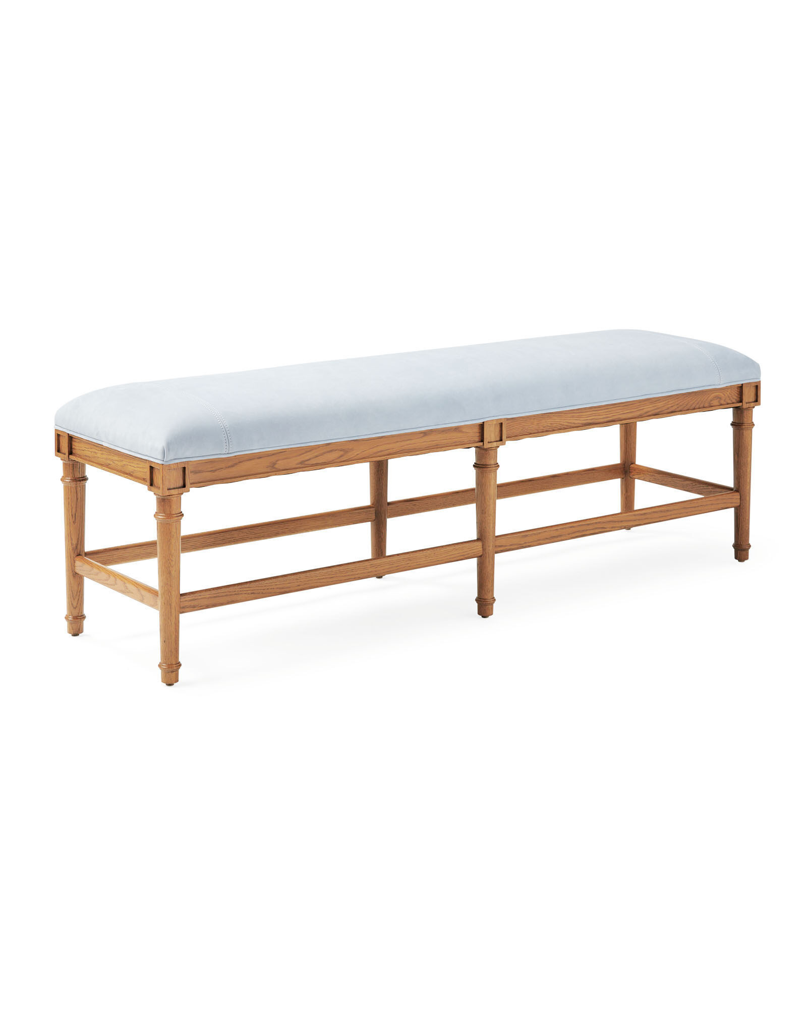 Bridgeway Bench - Coastal Blue Cottswald Leather | Serena and Lily