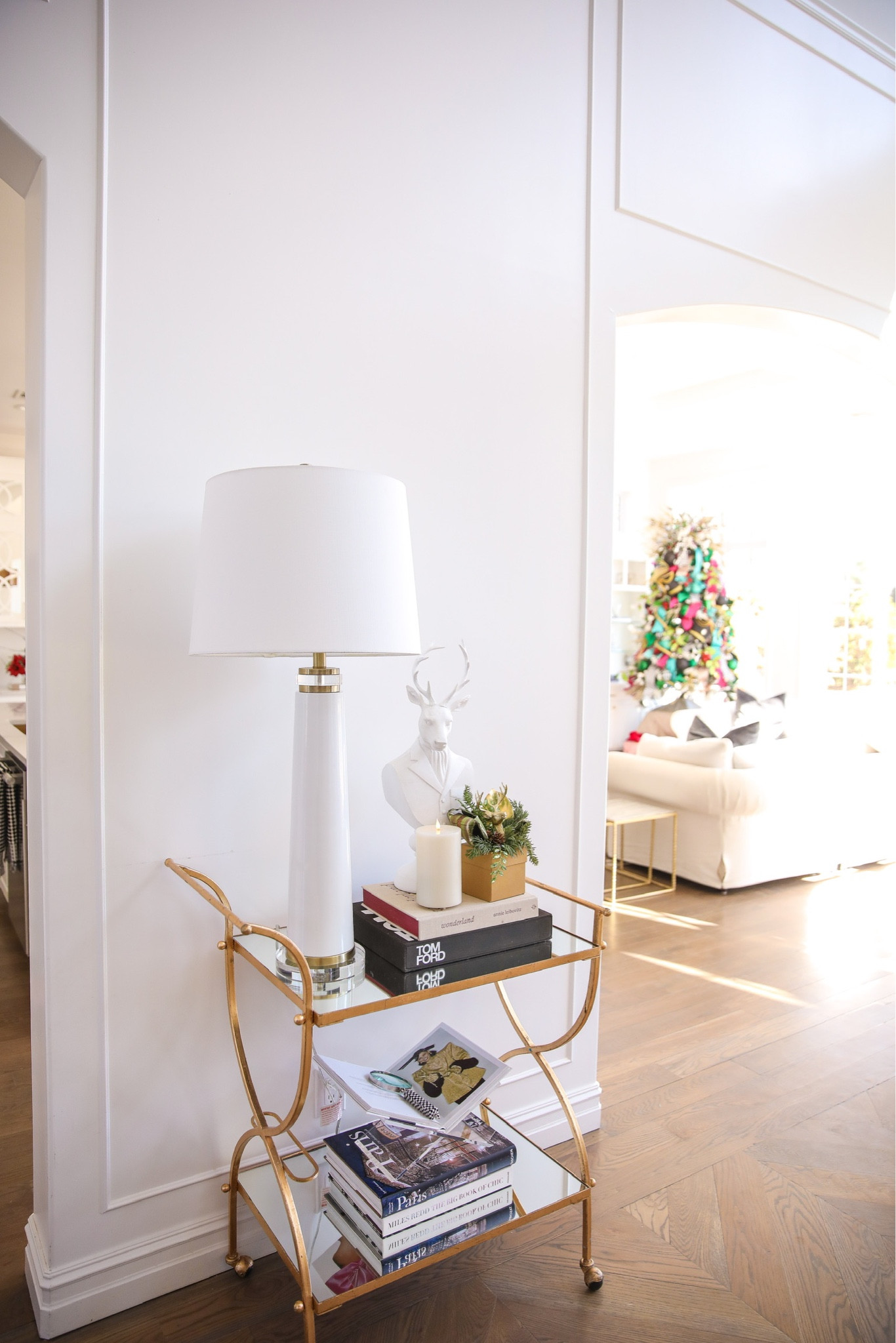 Holiday Decor, Christmas Decor, Emily Gemma Home, Home Decor, Emily Ann Gemma, White Lamp, gold bar cart, coffee table book , acrylic book holder, deer bust, diffuser candle

#LTKSeasonal #LTKHoliday