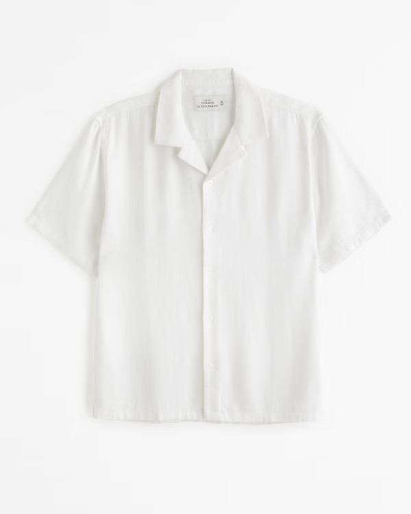 Camp Collar Linen-Blend Shirt | Abercrombie & Fitch (US)