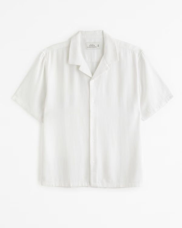 Men's Camp Collar Linen-Blend Shirt | Men's Tops | Abercrombie.com | Abercrombie & Fitch (UK)