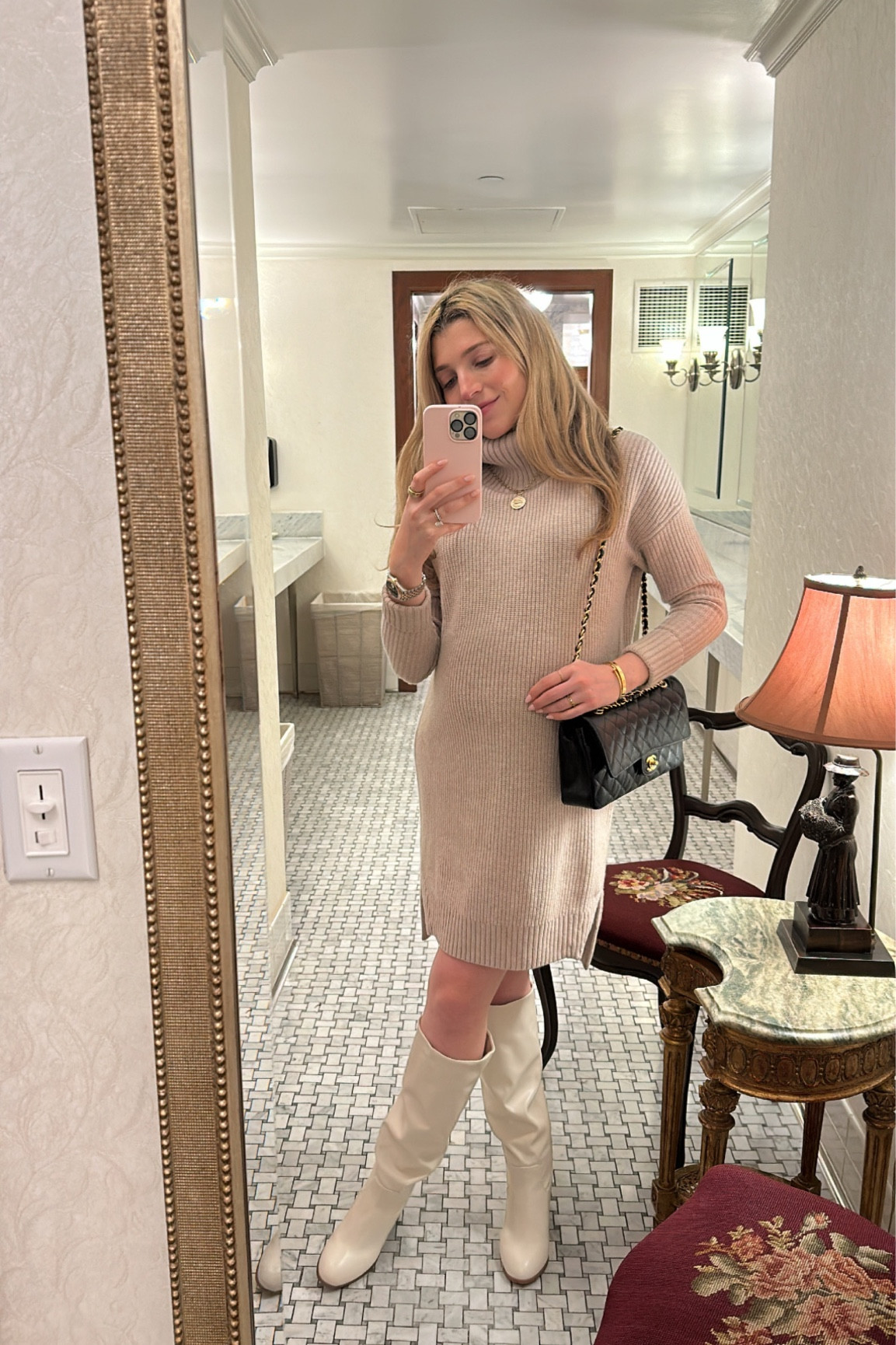 Bump style. Sweater dress and knee high boots for winter 

#LTKbump #LTKshoecrush #LTKfit