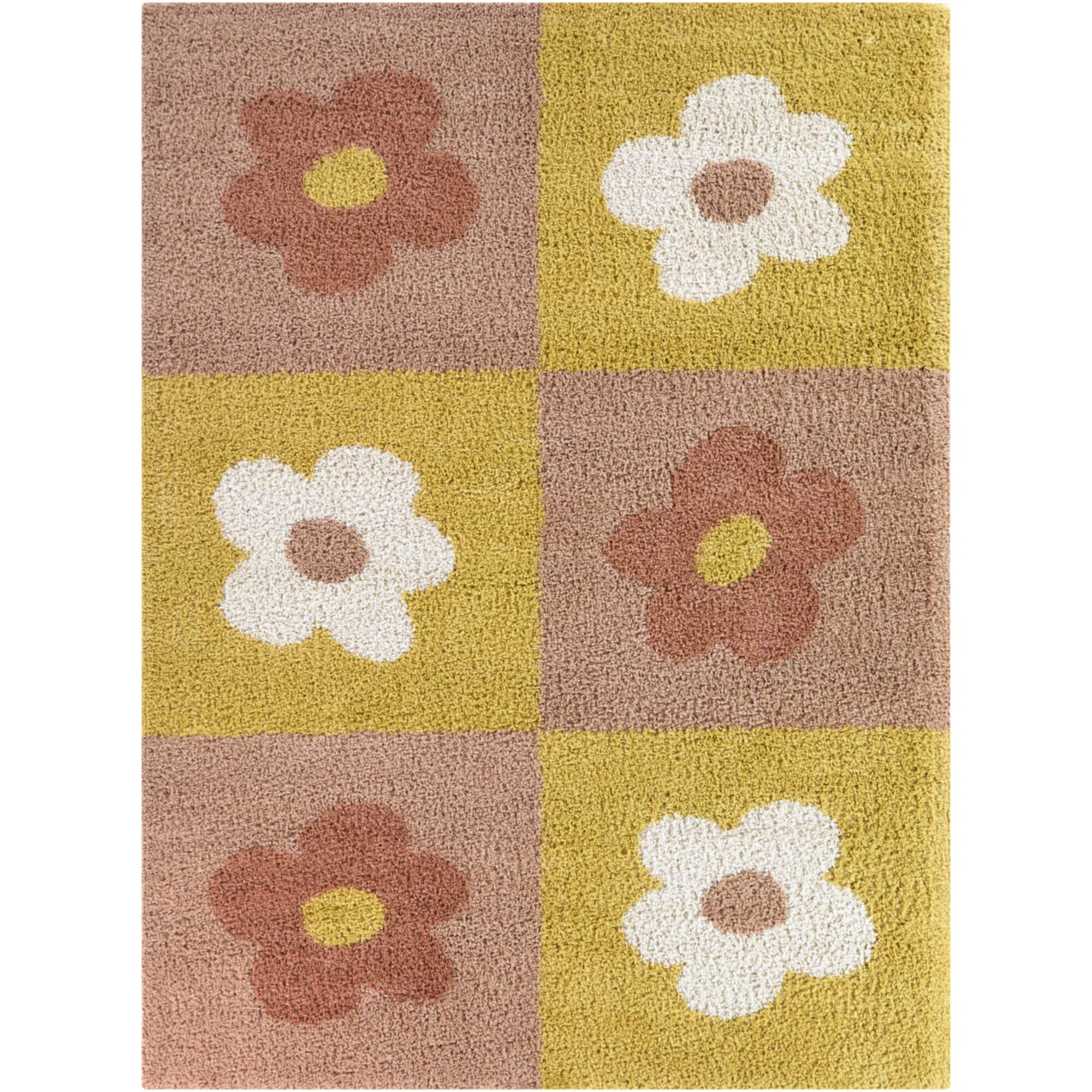 Sylvia Pink Floral Shag Area Rug | Wayfair North America