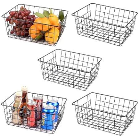 Wire Baskets, Cambond 6 Pack Freezer Organizer Bins Wire Storage Basket Durable Pantry Baskets for S | Amazon (US)