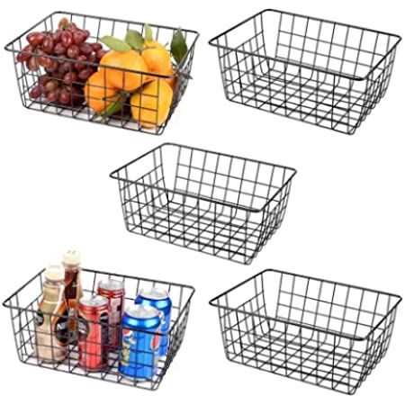 Wire Baskets, Cambond 6 Pack Freezer Organizer Bins Wire Storage Basket Durable Pantry Baskets for S | Amazon (US)