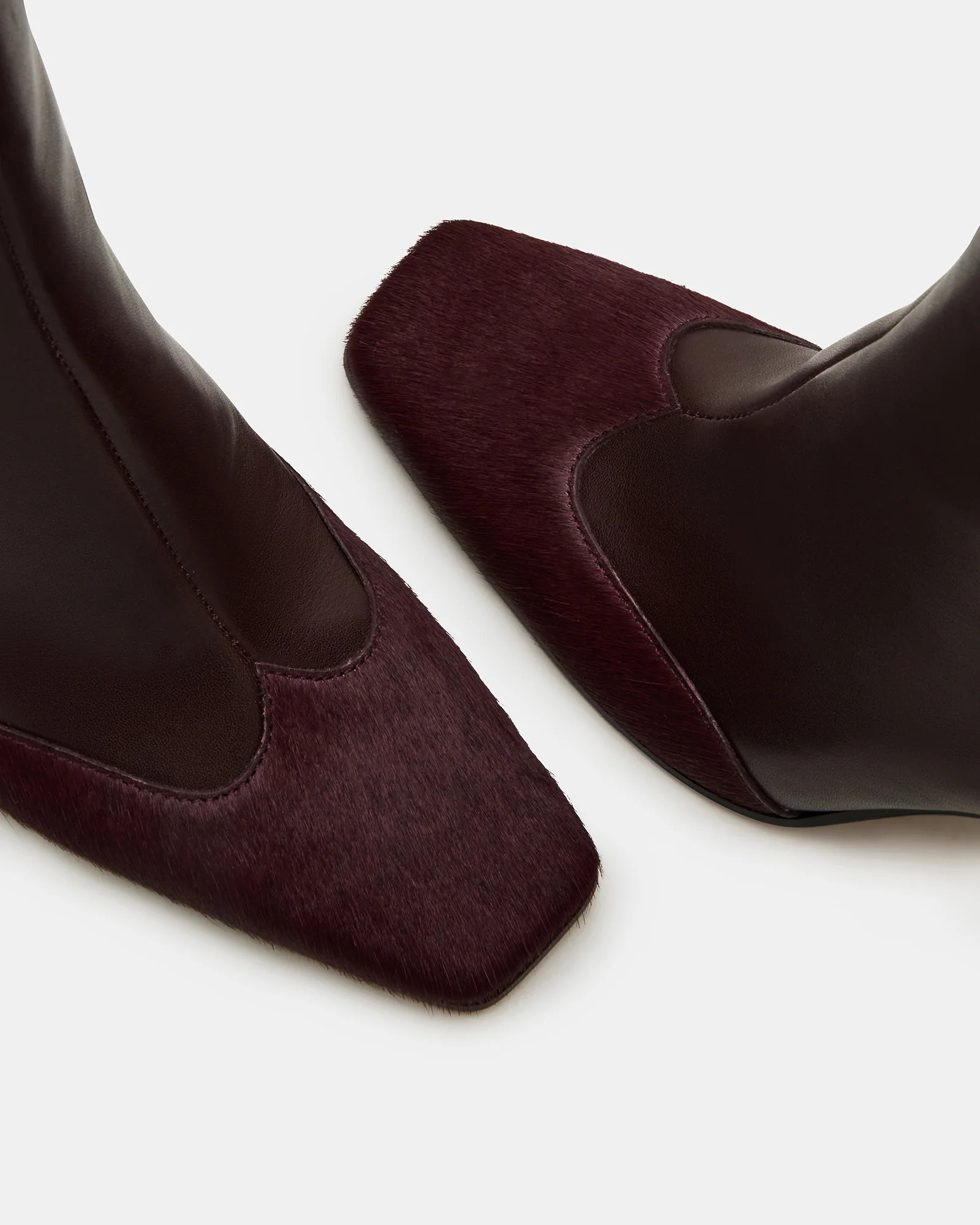 LYLE Burgundy Leather Square-Toe Heeled Women's Ankle Boot | Steve Madden (US)