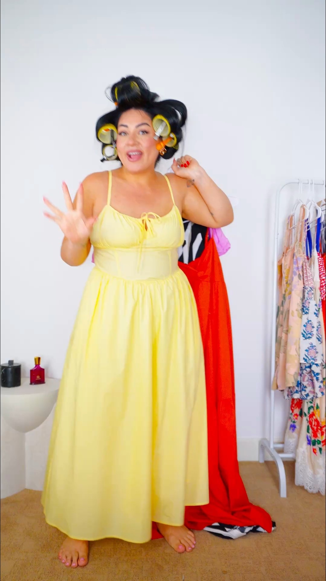 Wearing a size large in all! 