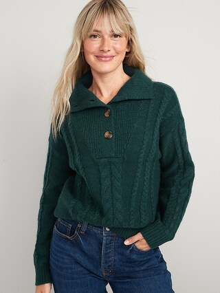 Button-Front Cable-Knit Sweater for Women | Old Navy (US)
