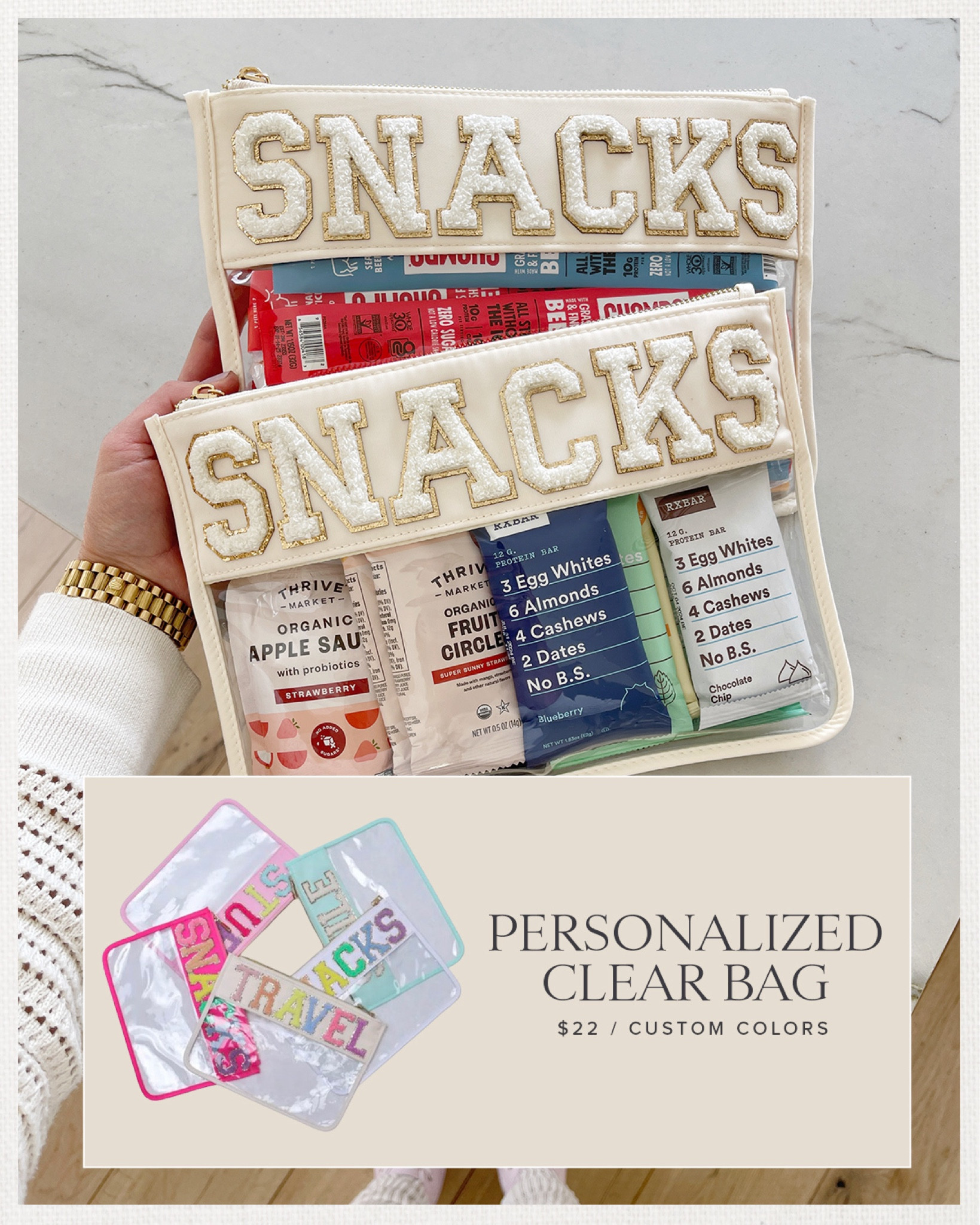 BAGS \ custom clear travel bags I love! Select any color combo starting at $10

Kids
Mom 

#LTKFamily #LTKTravel #LTKItBag