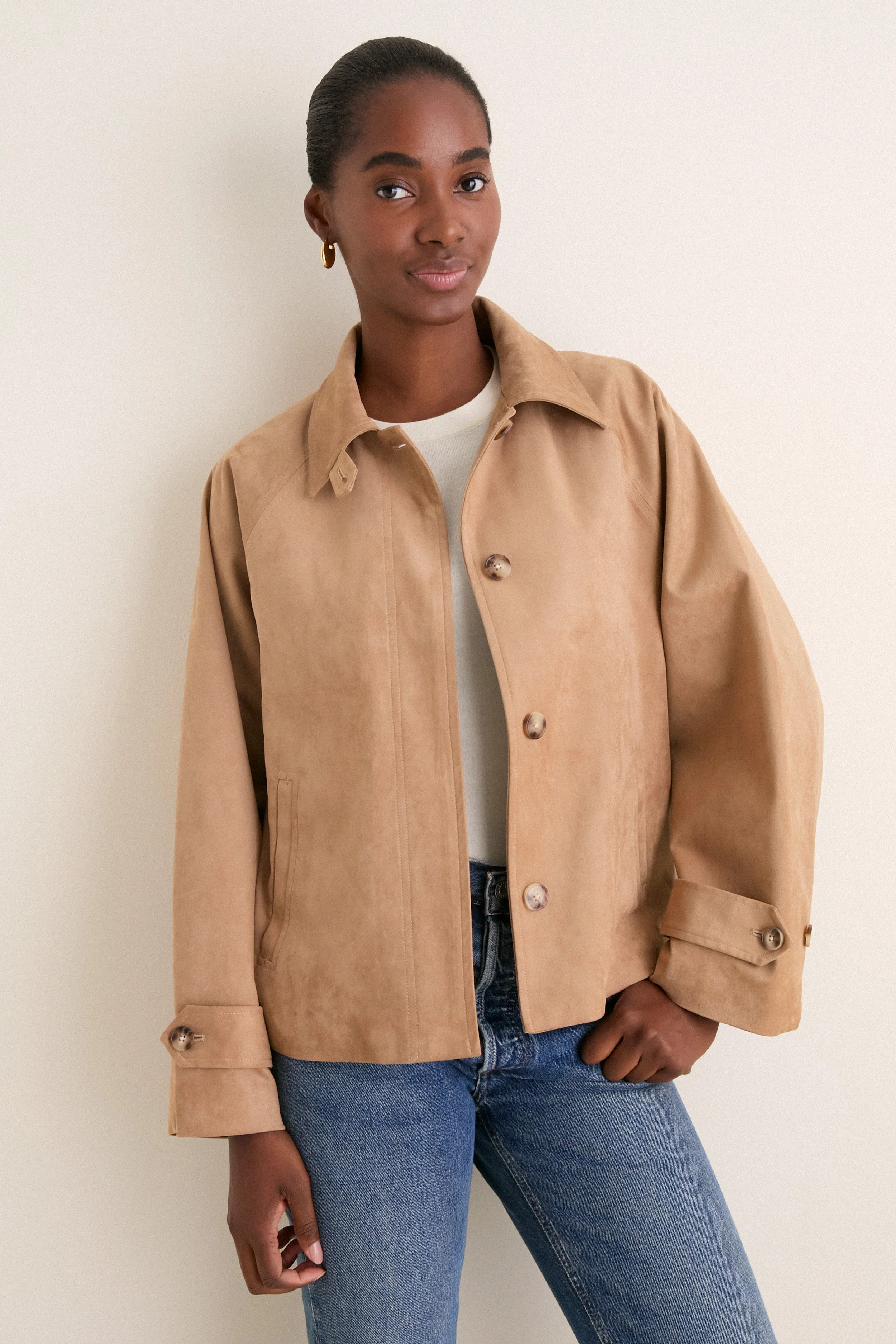 Khaki Drew Short Trench Coat | Tuckernuck (US)