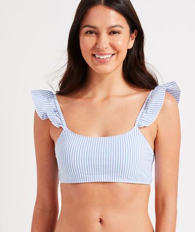 Seersucker Ruffle Bikini Top | vineyard vines